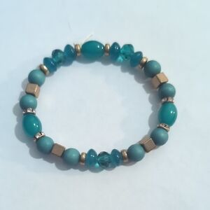 Source‎ Unknown Blue and Gold Bracelet with Elastic Design